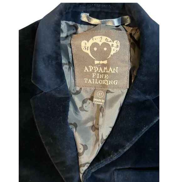 Appaman Fine Tailoring Toddler Boy Blue Velvet Blazer Sz 3T Two Button Pockets - Picture 2 of 8